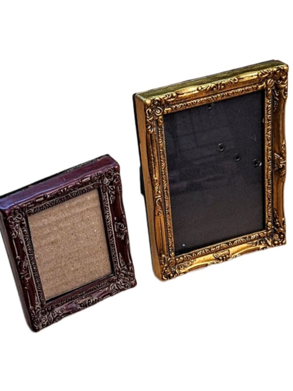 Two Mini Ornate Baroque-inspired Design Resin Photo Frames